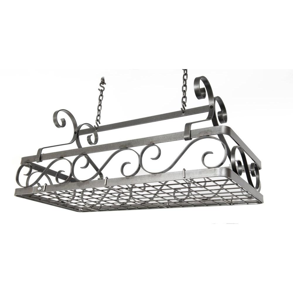 Enclume Large Decor Basket Ceiling Pot Rack in Hammered Steel by Enclume