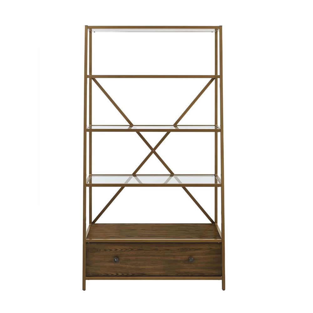 Dorel Living Terra Brass Pyramid Bookcase Etagere FH7836 - The Home Depot
