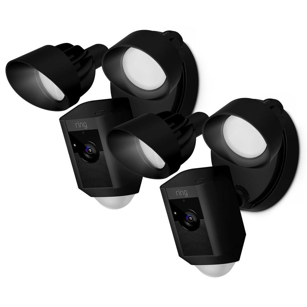 2-Pack Ring Outdoor Wi-Fi Cam with Motion Activated Floodlight (Black)