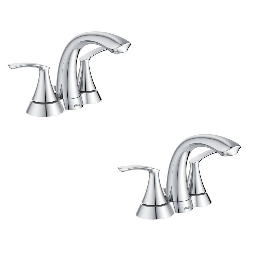 Adjustable Flow Rate Moen Double Handle Centerset Bathroom
