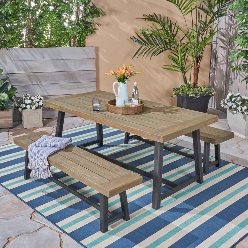 Cambridge Casual Braga Weathered Gray 3Piece Wood Rectangle Outdoor