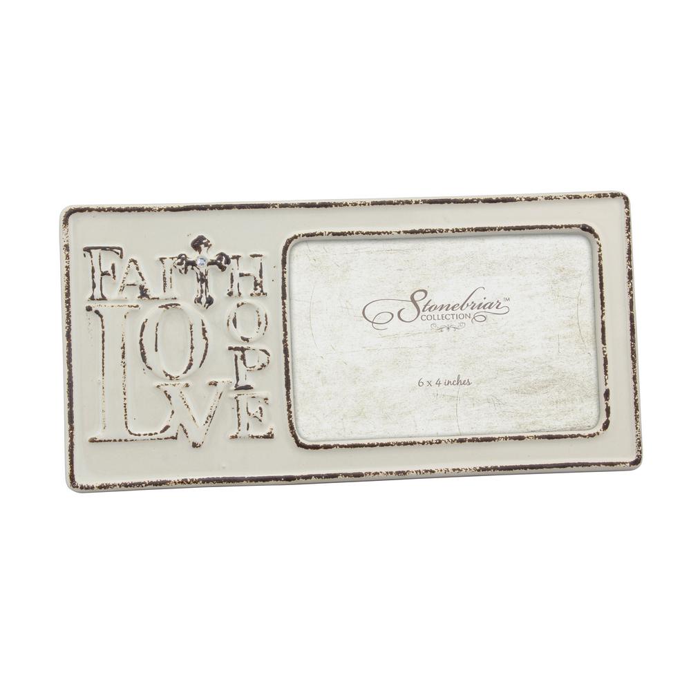 Stonebriar Worn White Ceramic Faith Hope and Love Frame