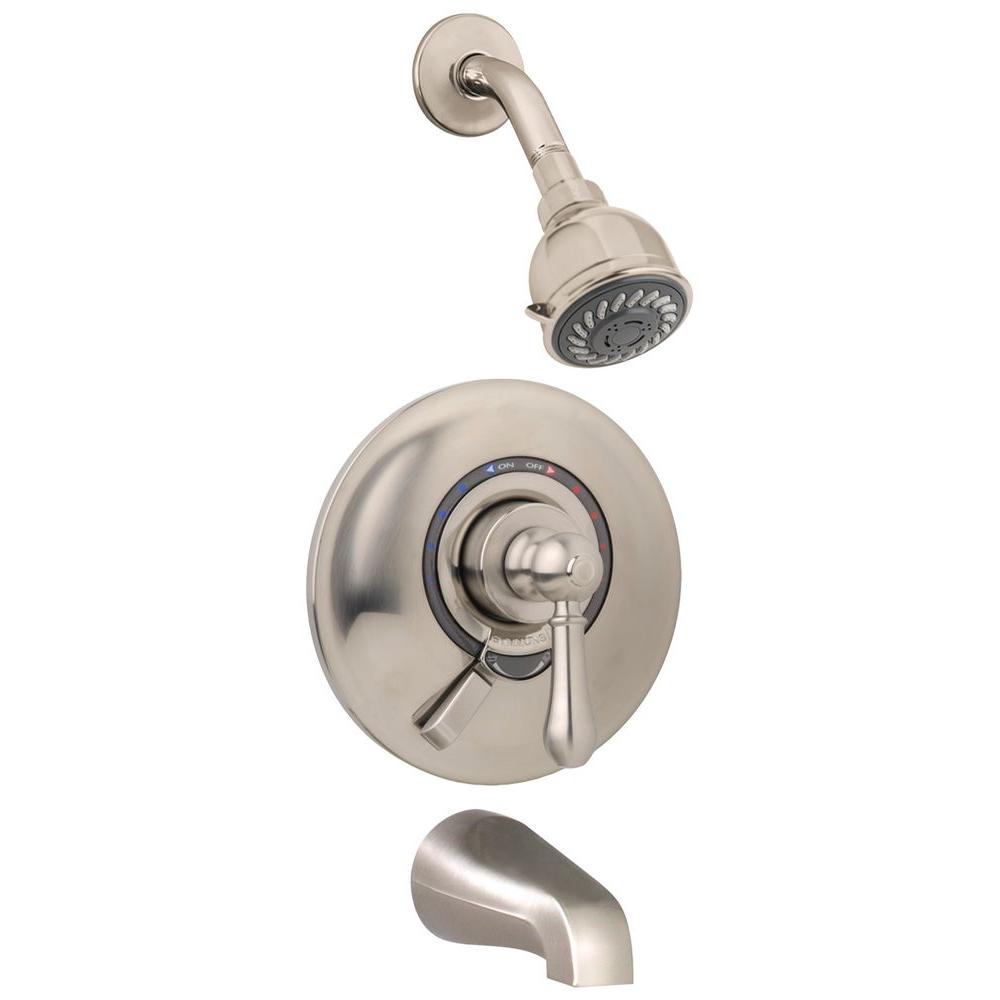 Symmons Allura Single-Handle 2-Spray Tub and Shower Faucet with VersaFlex Integral Diverter in Satin Nickel (Valve Included)