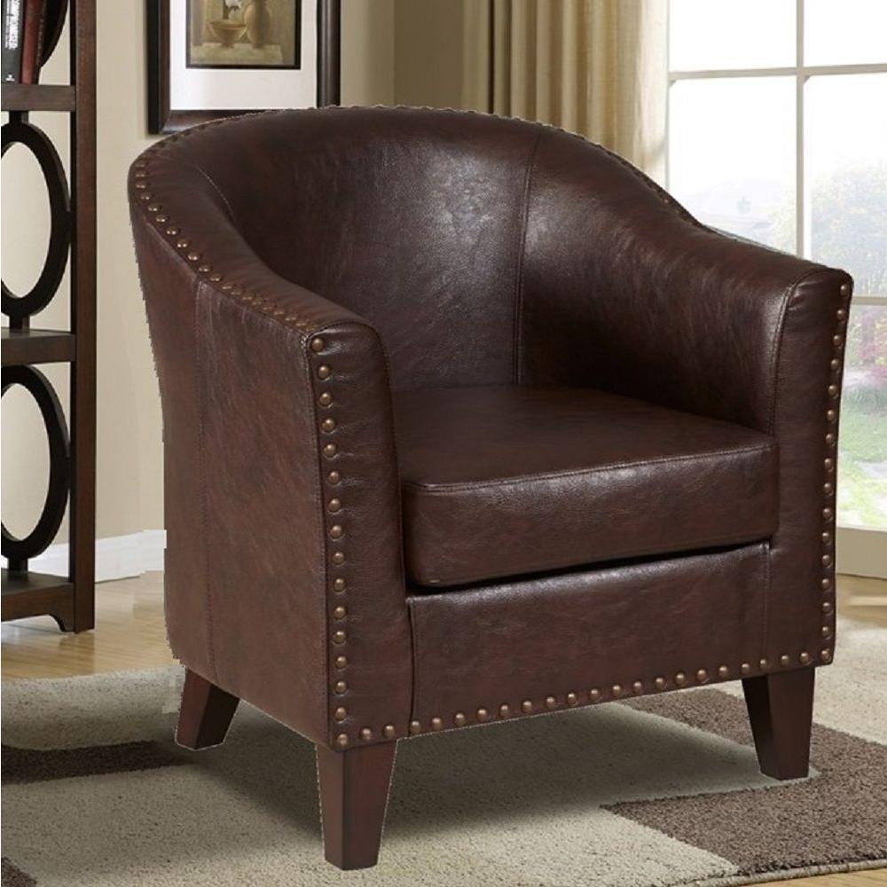 PRI Brown Leather Arm Chair-DS-2278-900-2 - The Home Depot