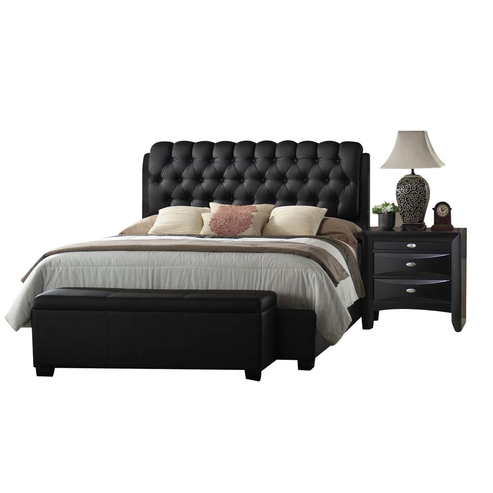 Acme Furniture Ireland Black Eastern King Upholstered Bed 14347ek Acme Furniture Ireland Black Eastern King Upholstered Bed