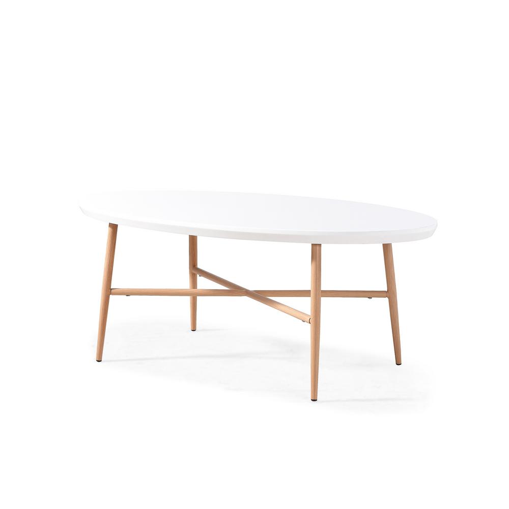 Handy Living Miami White Oval Cocktail Table With Light Oak Metal Legs Mm Ct11 2164 The Home Depot - Light Oak Oval Coffee Tables Handy Living Miami White Oval Cocktail Table With Light Oak Metal Legs Mm Ct11 2164 The Home Depot - Light Oak Oval Coffee Tables