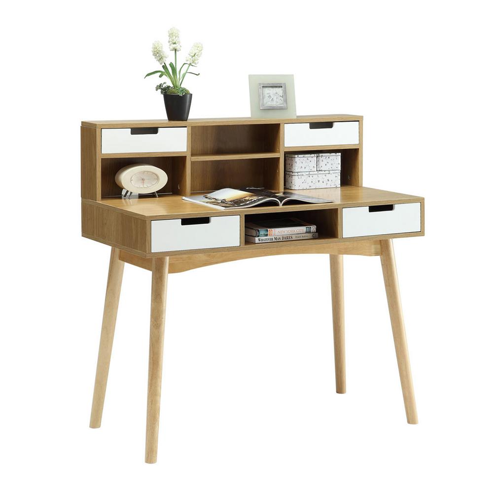 Convenience Concepts Designs2go Oslo White And Light Oak Deluxe Convenience Concepts Designs2go Oslo