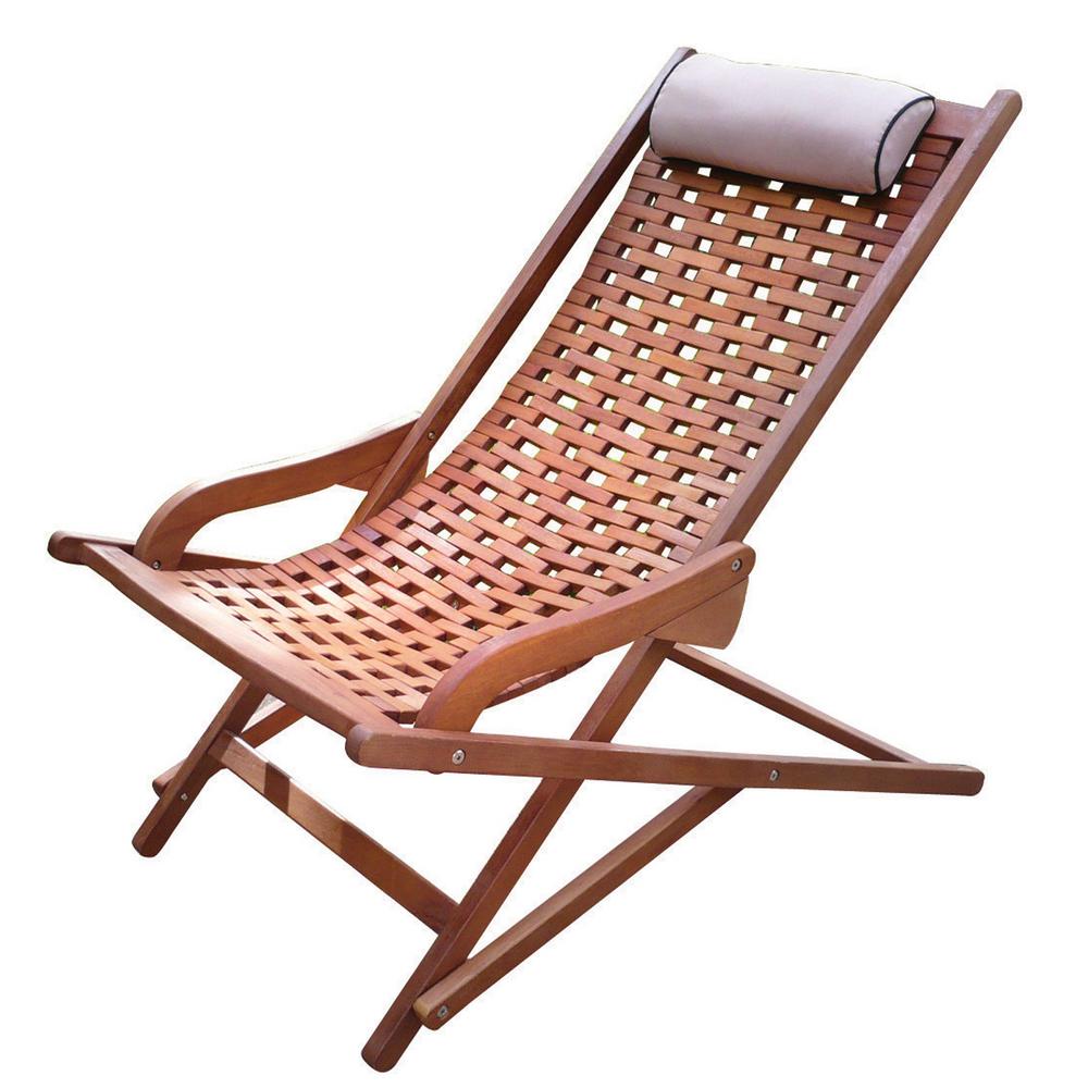 Outdoor Interiors Folding Eucalyptus Swing Outdoor Lounge Chair with