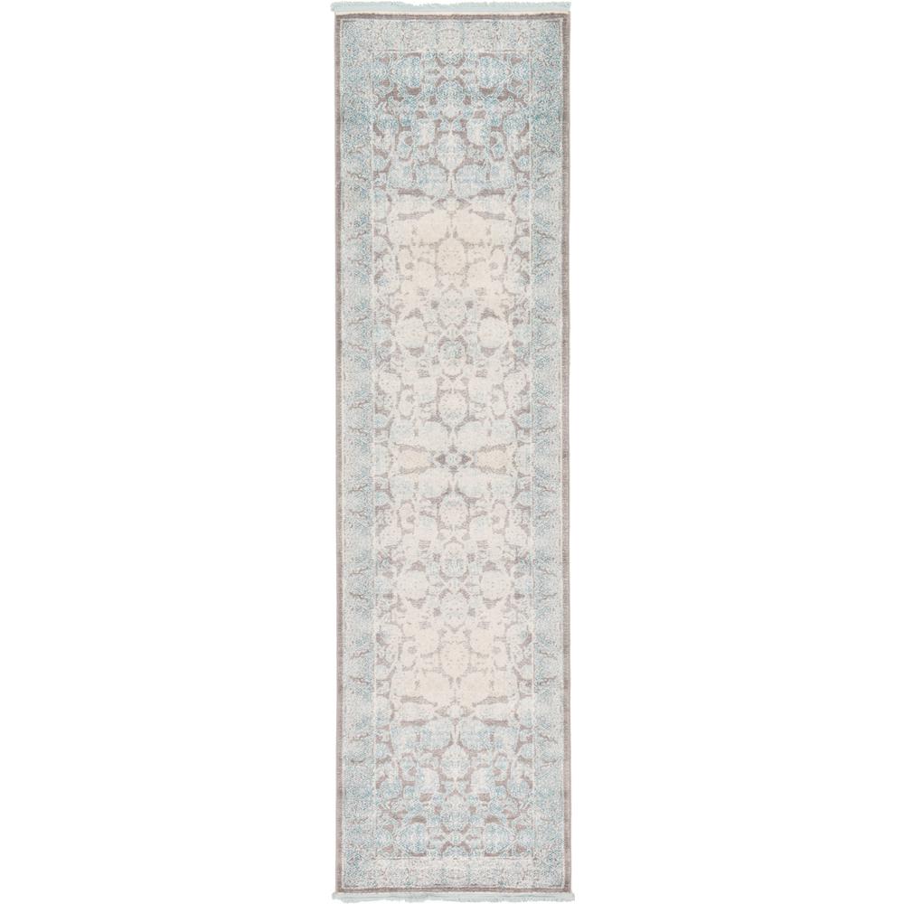 Unique Loom Arcadia Light Gray and Light Blue 2 ft. 7 in. x 10 ft