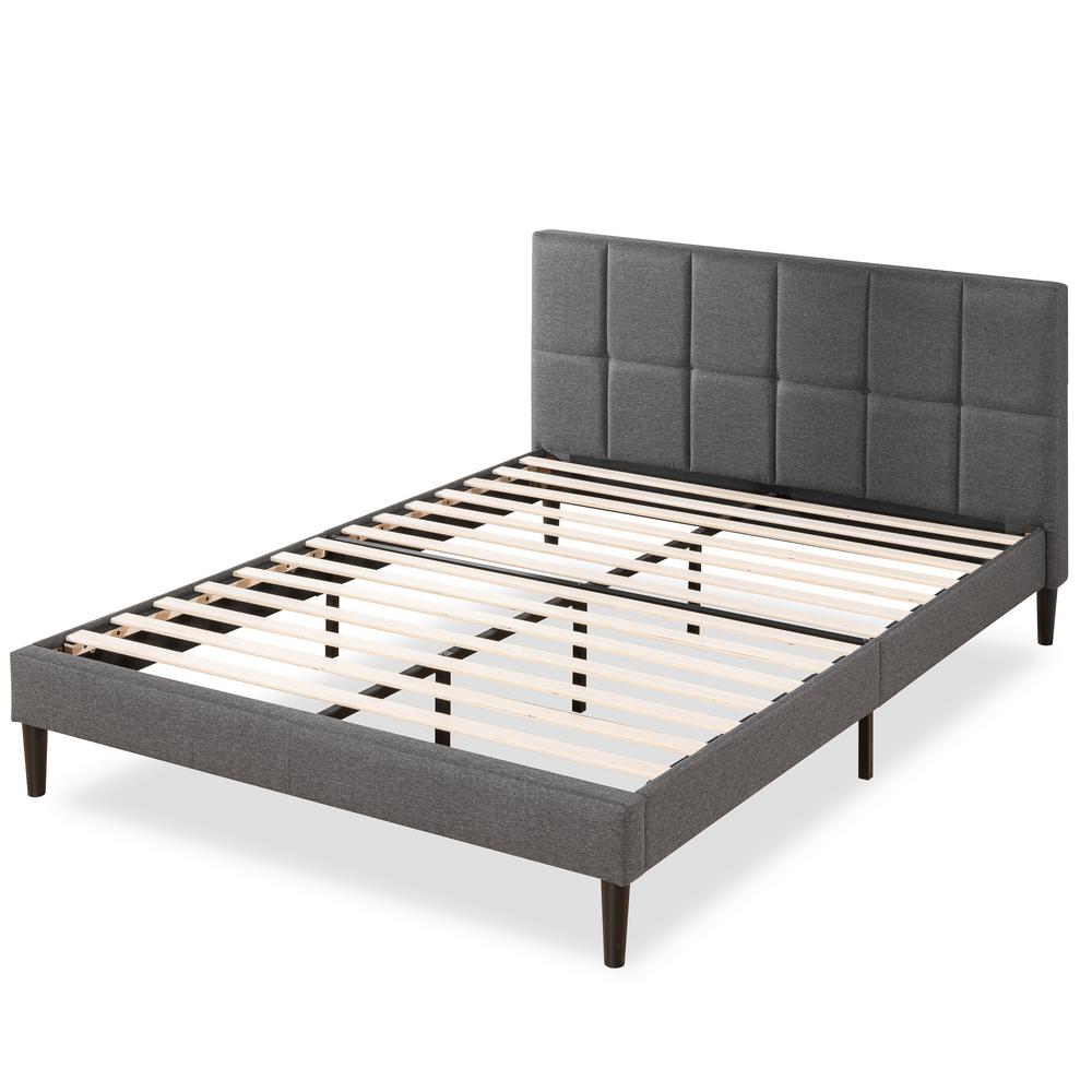 Zinus Lottie Grey King Upholstered Platform Bed Frame With Short Headboard Fspbo Gr K The Home 