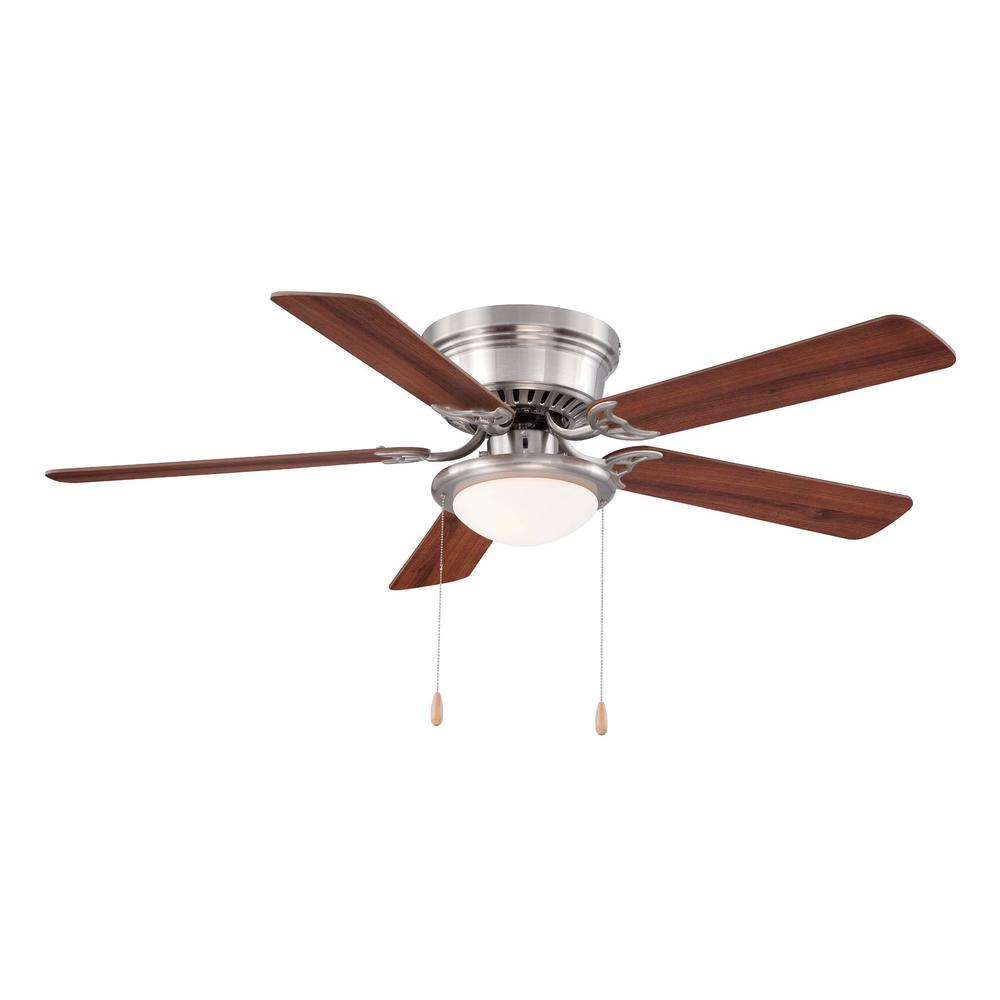 Hugger 52 in. LED Indoor Brushed Nickel Ceiling Fan with ...