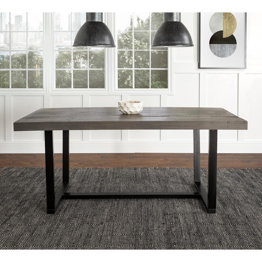 Walker Edison Furniture Company 72 In Grey Rustic Farmhouse Industrial Distressed Solid Wood Kitchen Dining Table Hdw72dswgy The Home Depot