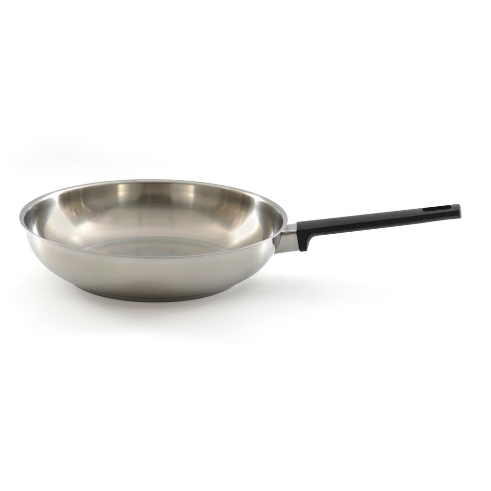 BergHOFF Ron Stainless Steel 11 in. Frying Pan with Black Handle ...