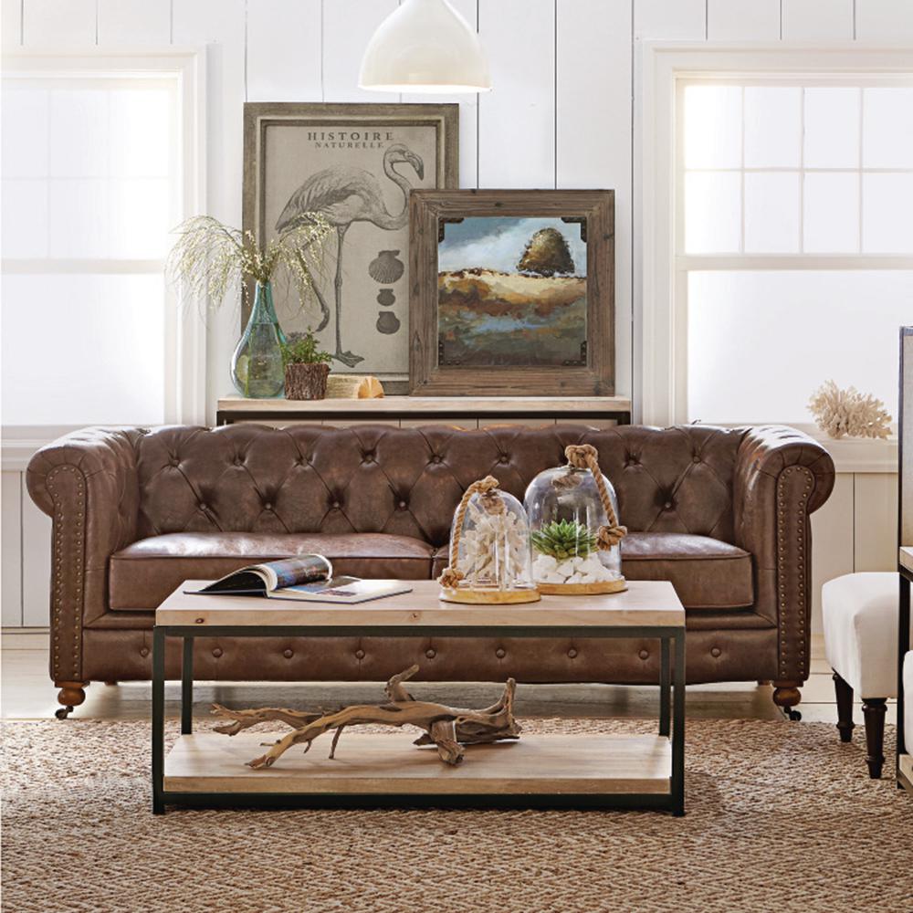 Home Decorators Collection Gordon Brown Leather Sofa 0849400760