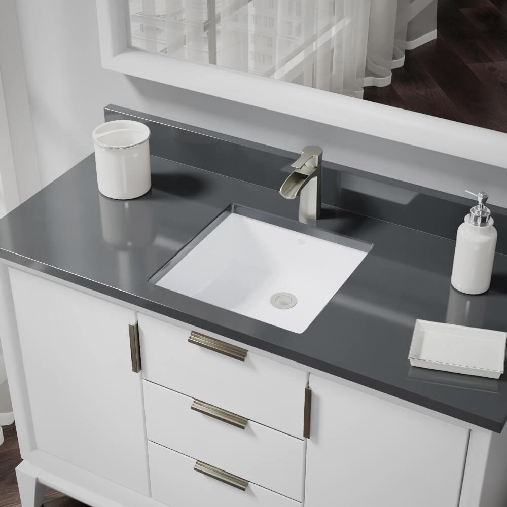 Rene Undermount Porcelain Bathroom Sink In White With Pop Up Drain Rene Undermount Porcelain Bathroom Sink