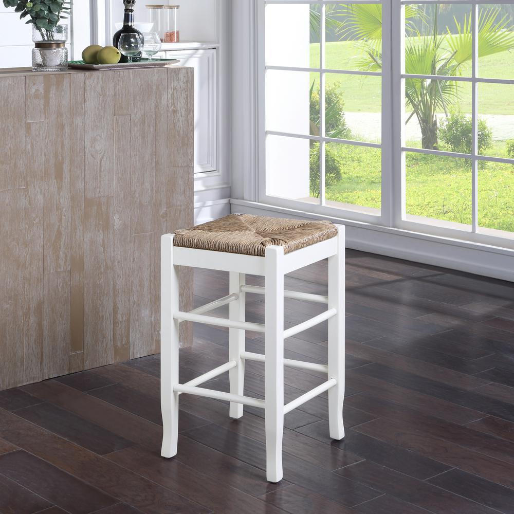 Boraam 94324 24 Sq Rush Stool White New