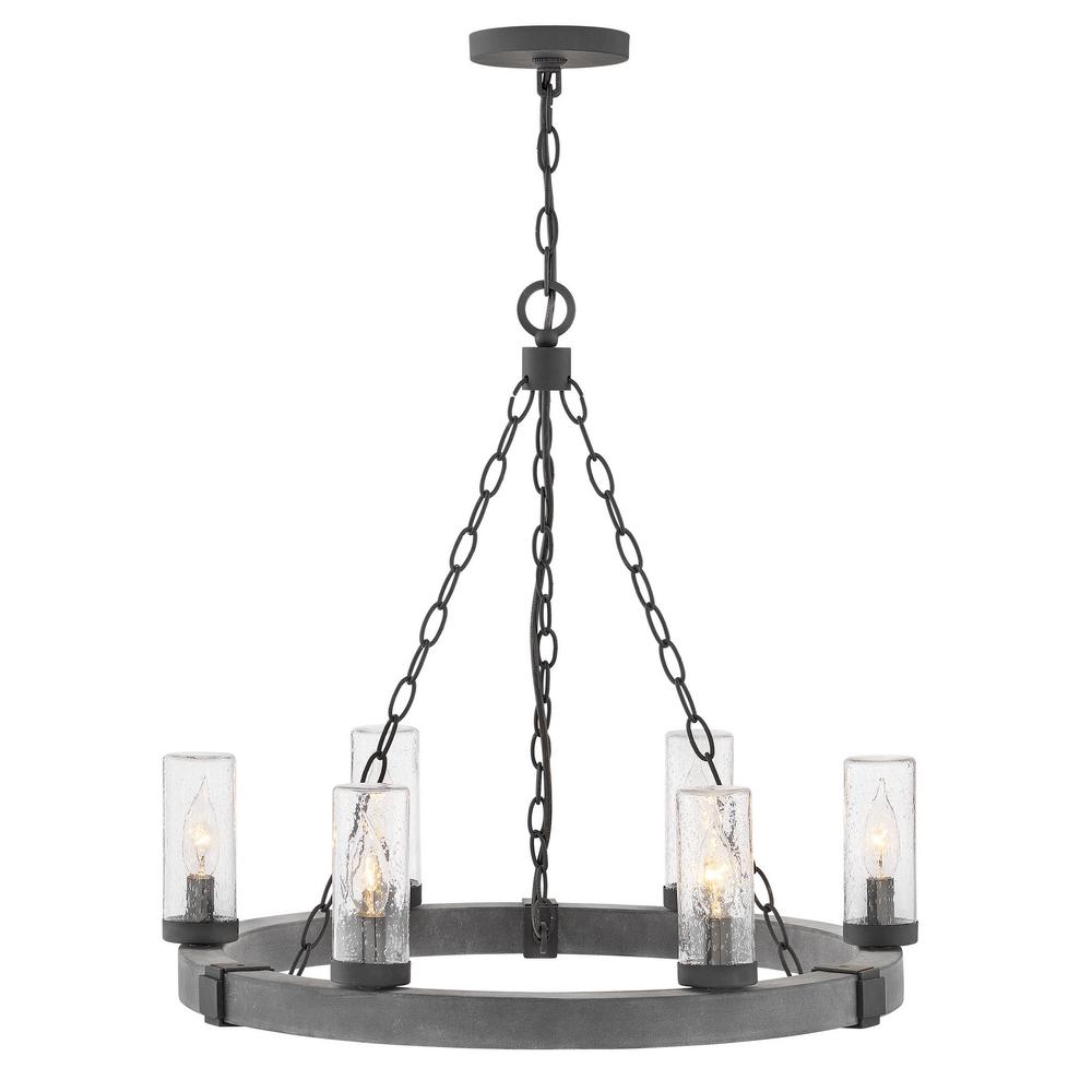 Hinkley Lighting Sawyer Medium 6 Light Aged Zinc Outdoor Hanging Chandelier Hinkley Lighting Sawyer Medium 6 Light Aged Zinc Outdoor Hanging Chandelier
