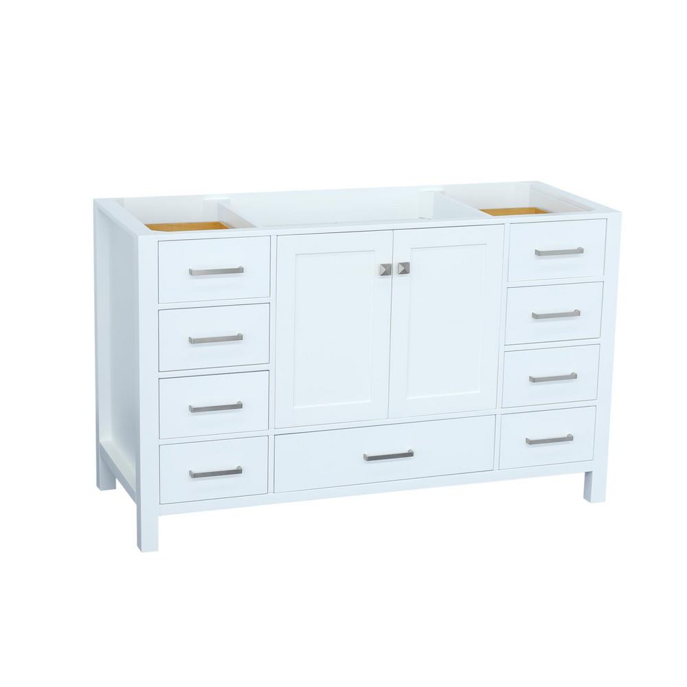 Ariel Cambridge 54 In W Vanity Cabinet Only In White A055s Bc Wht