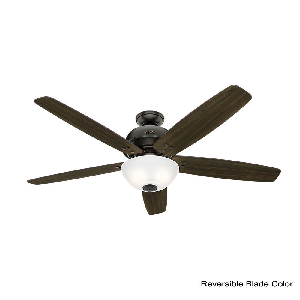 Hunter Reveille 60 In Led Indoor Noble Bronze Ceiling Fan With Light And Remote