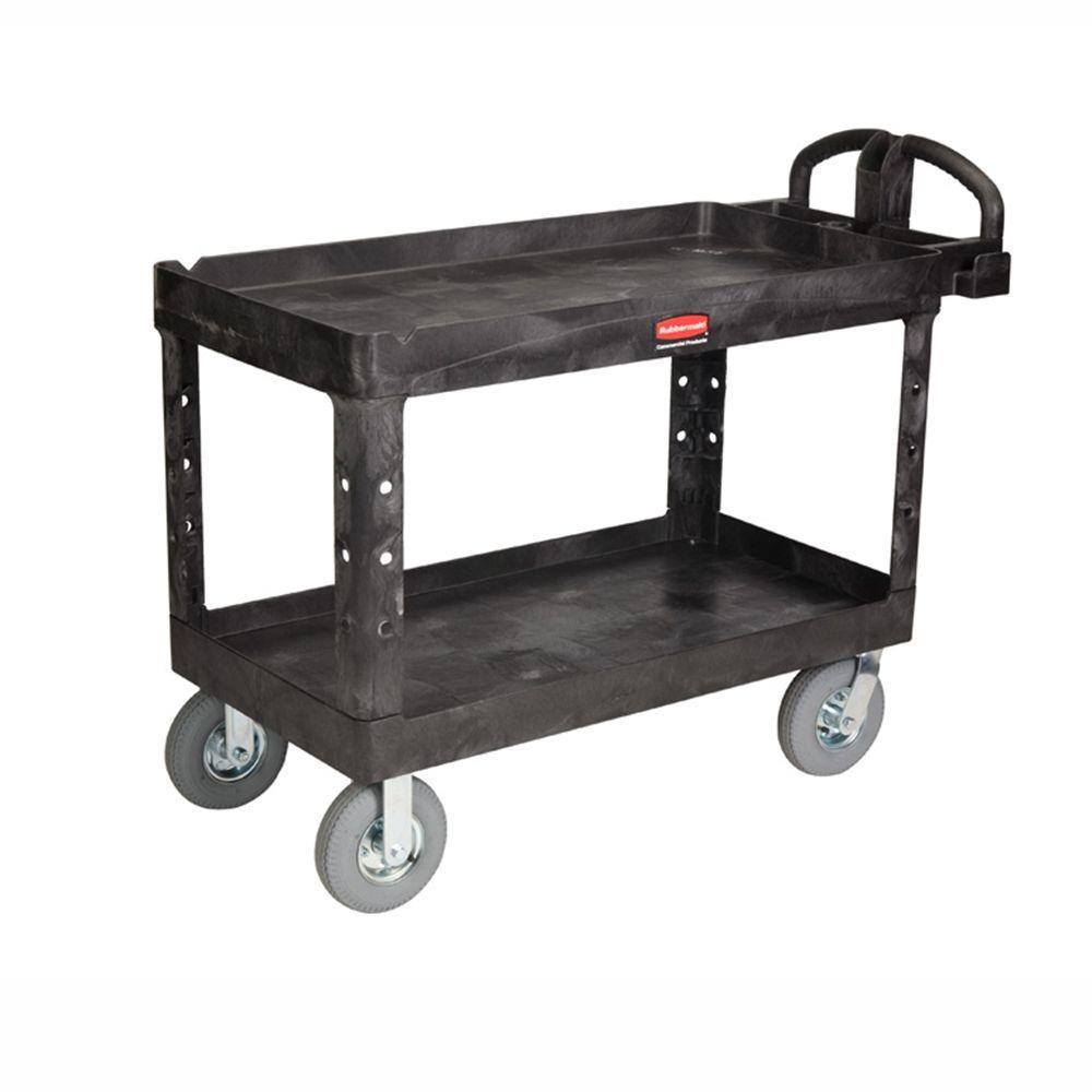 Rubbermaid Commercial Products Heavy Duty Black 2Shelf Utility Cart