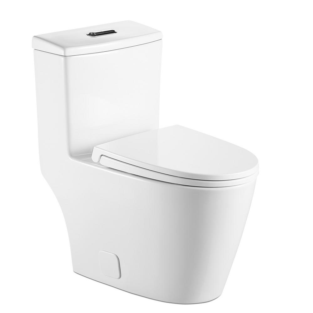 BNK White Round Toilet Bathroom Compact One Piece White 1 Piece 0.8/1. ...