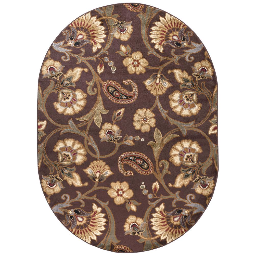 Tayse Rugs Elegance Brown 7 Ft 6 In X 9 10 Transitional Elegance Brown 5 Ft 3 In X 7 Oval