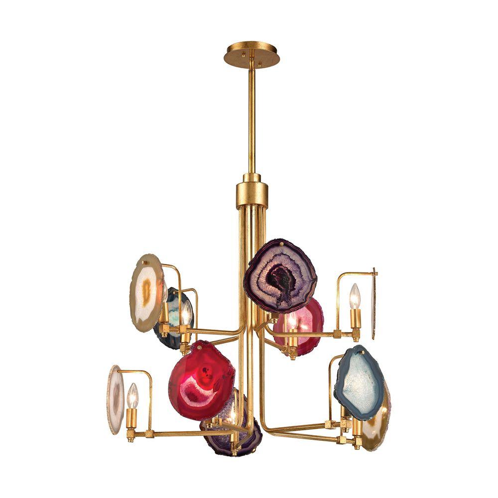 Titan Lighting Gallery 10 Light Antique Gold Leaf Chandelier Tn Titan Lighting Gallery 10 Light Antique Gold Leaf Chandelier