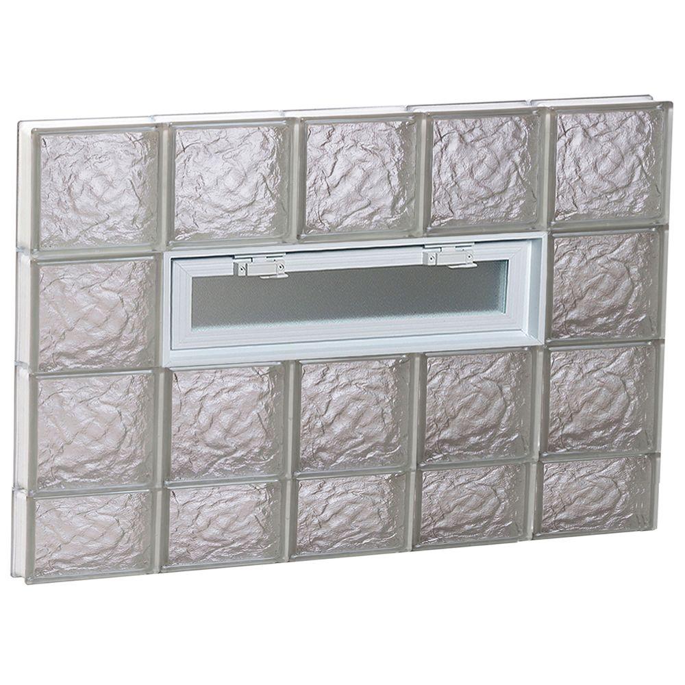 Clearly Secure 38.75 In. X 29 In. X 3.125 In. Frameless Ice Pattern Vented Glass Block Window