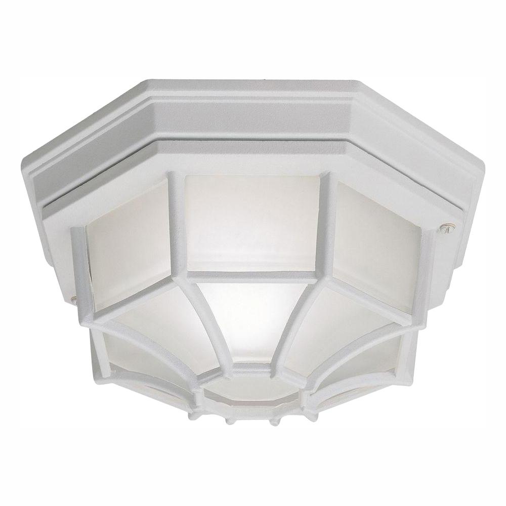 Waterproof Outdoor Ceiling Lighting The Home White 1 Light Outdoor Flushmount
