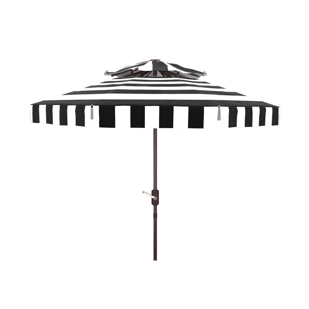 Safavieh Elsa 9 Ft Market Tilt Patio Umbrella In Black White