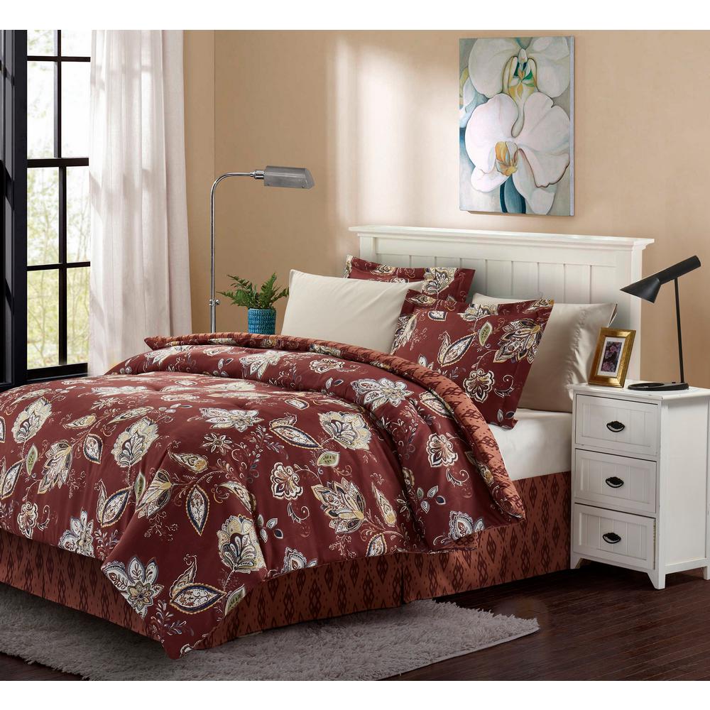 Brown & Grey Joanna 8-Piece Brick Queen Bed In A Bag Set BG18JNBR3 ...