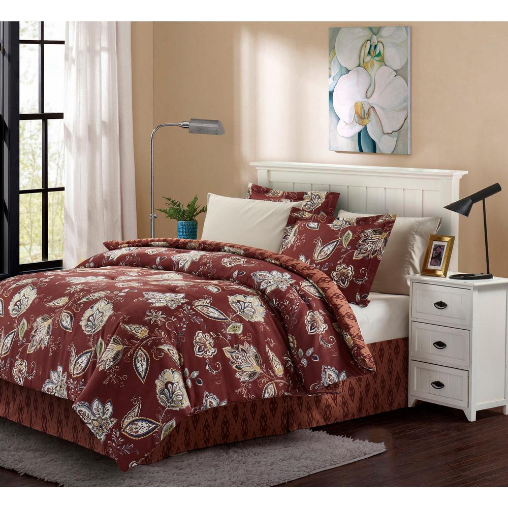 Brown & Grey Joanna 8Piece Brick Queen Bed in a Bag Set BG18JNBR3