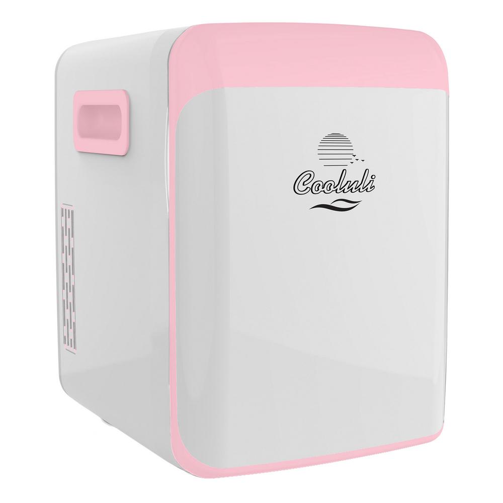 COOLULI Classic 0.53 cu. ft. Retro Mini Fridge in Pink without Freezer