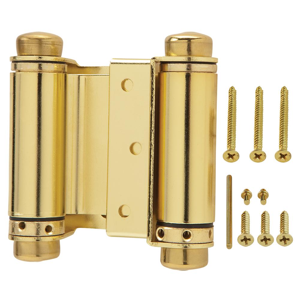 Everbilt 3 In Bright Brass Double Action Spring Door Hinge 15544 The Home Depot