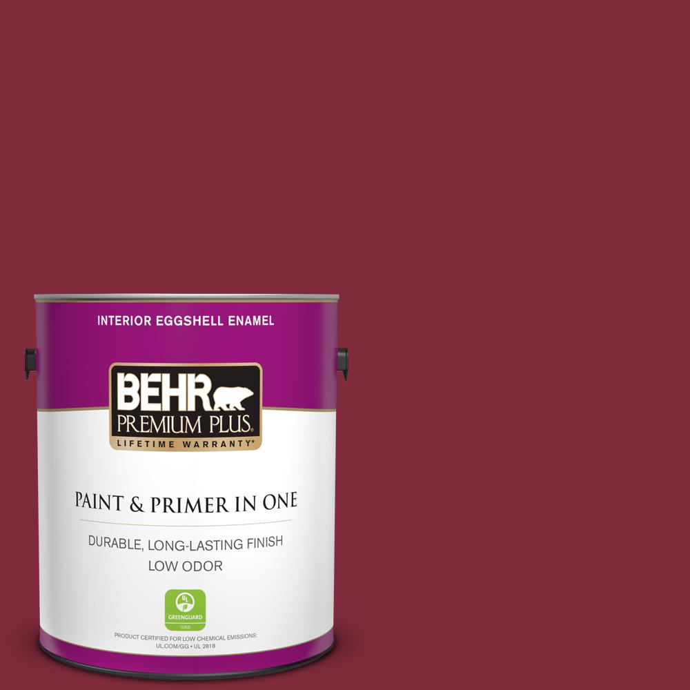 Behr Premium Plus 1 Gal S H 130 Red Wine Eggshell Enamel Low S H 130 Red Wine Eggshell Enamel Low Odor Interior Paint And Primer In One