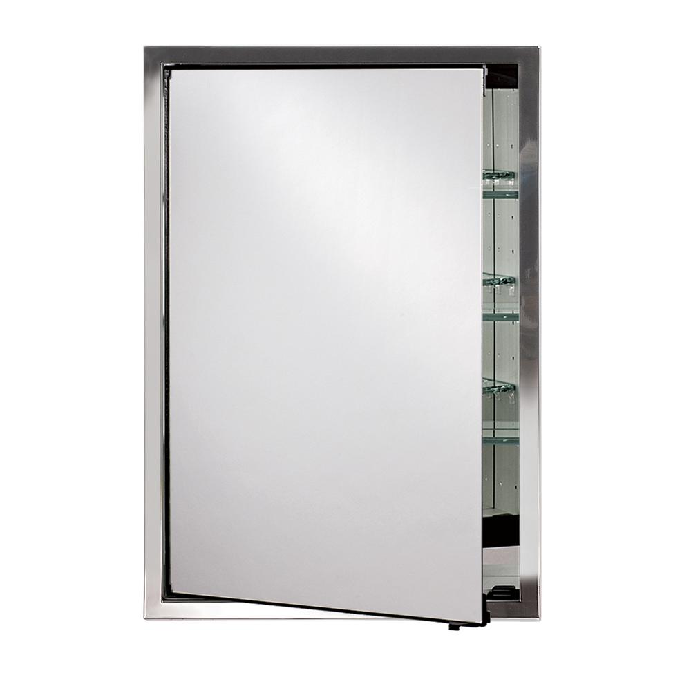 Afina Urban Steel 15 5 In W X 28 In H Recessed Or Surface Mount Small Framed Mirror Medicine Cabinet In Polished Sd Us P S The Home Depot