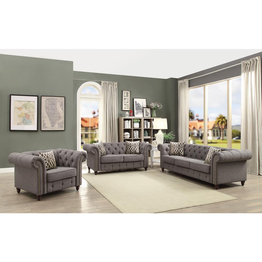 Acme Furniture Aurelia Gray Linen Loveseat 52426 The Home Depot 2 Acme Furniture