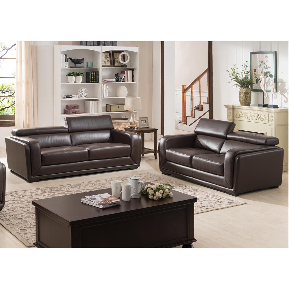Ac Pacific Calvin Complete Living Room Collection 2 Piece Dark Brown