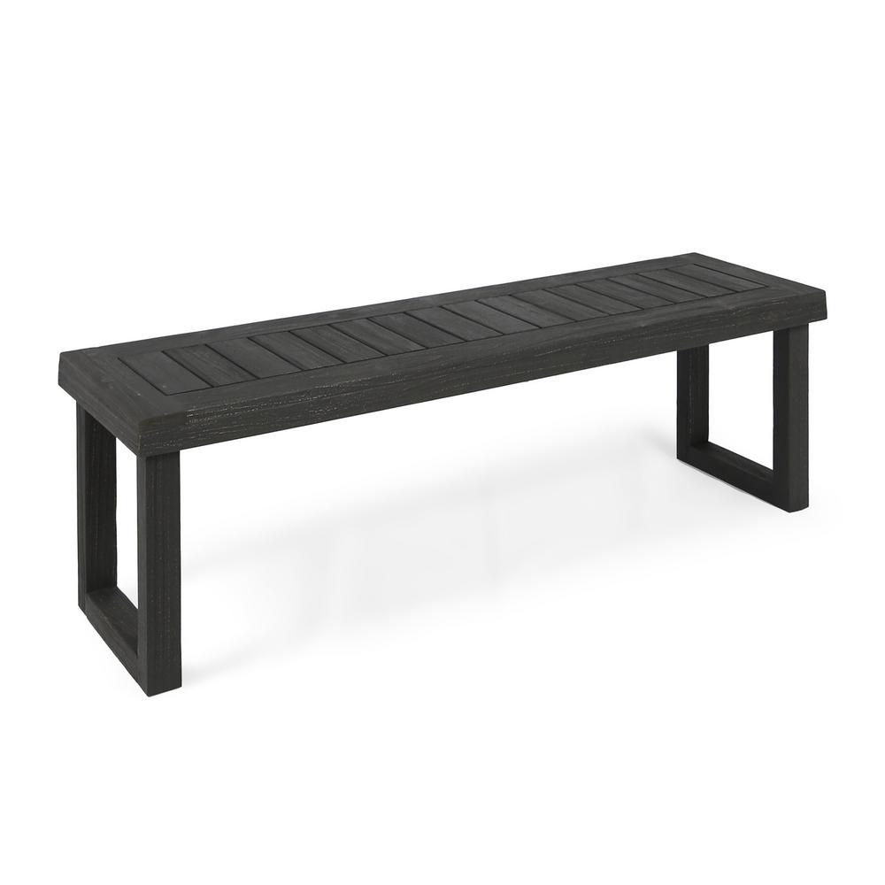 Noble House Tegan 60 in. Sandblast Dark Grey Wood Outdoor Bench53766