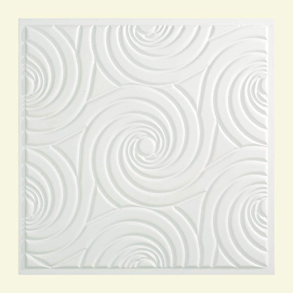 Fasade Typhoon 2 Ft X 2 Ft Vinyl Lay In Ceiling Tile In Gloss White