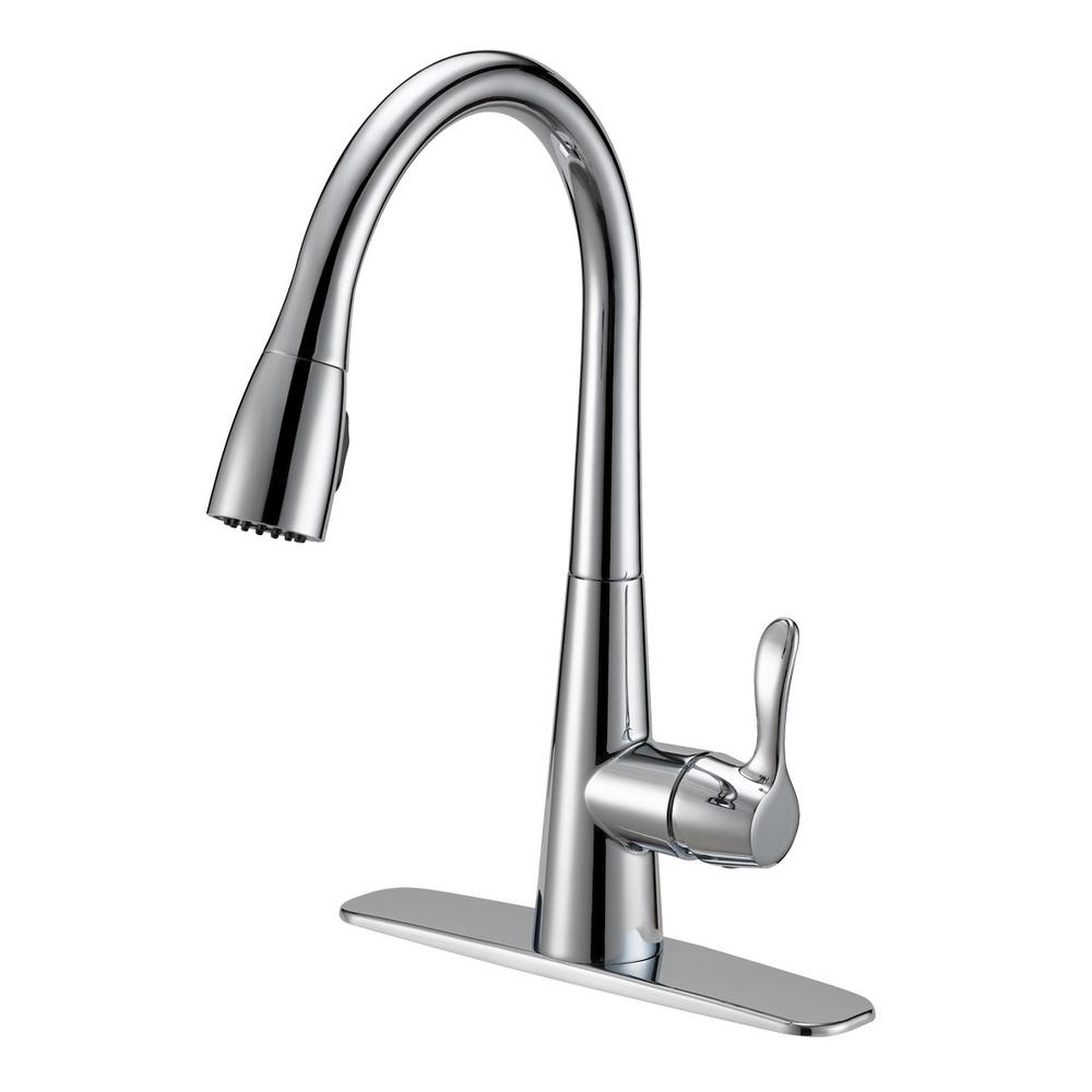Ez Flo Single Handle Pull Down Sprayer Kitchen Faucet With Solid Lever Handle Chrome 10701 The Home Depot