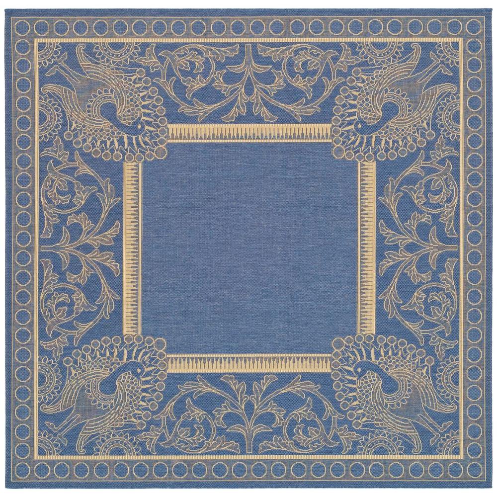Safavieh Courtyard Blue/Natural 8 ft. x 8 ft. Square Indoor/Outdoor