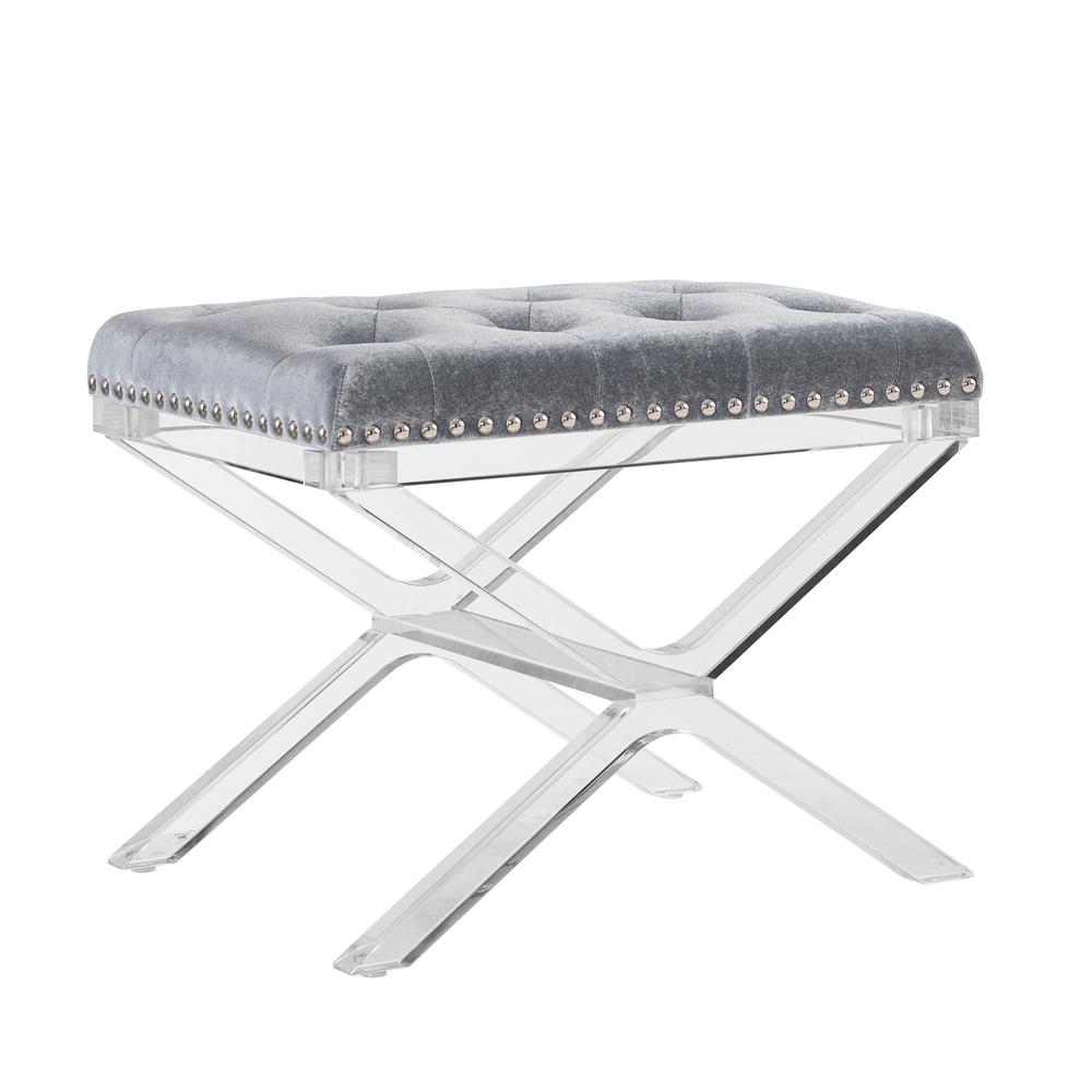 Reviews For Linon Home Decor Alicia X Base Silver Vanity Bench With Acrylic Legs Thd00624 The Home Depot