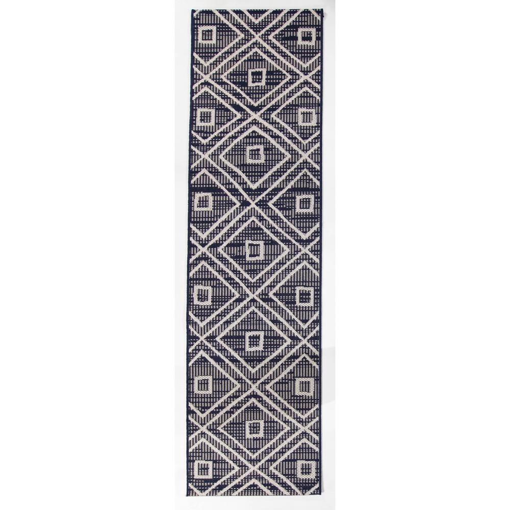 BALTA Uttara Dark Blue 2 ft. x 7 ft. Indoor/Outdoor Runner Rug3003457