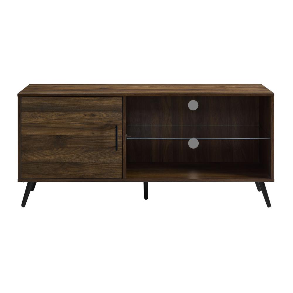 52 In Dark Walnut Tv Stand With Black Legs Hd52norgsdw The Home Depot Dark Walnut Tv Stand With Black Legs