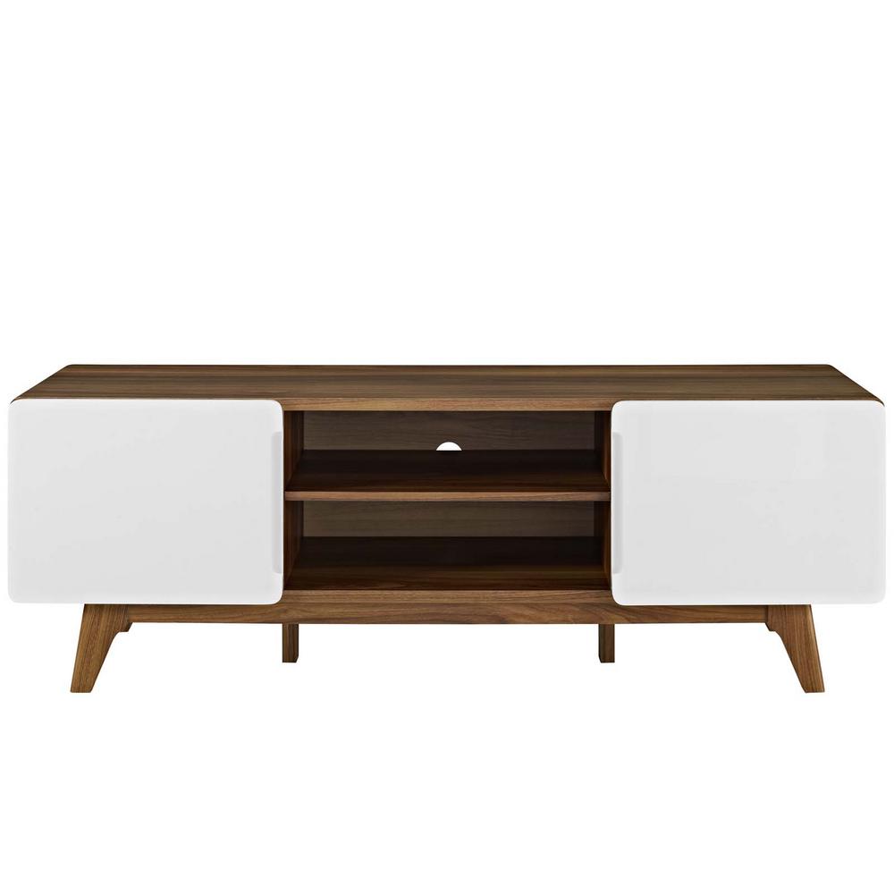 Bell O Cottonwood Tv Stand For 60 In Tvs Sargent Oak And White Walnut White Tv Stand Eei 2543 Wal Whi