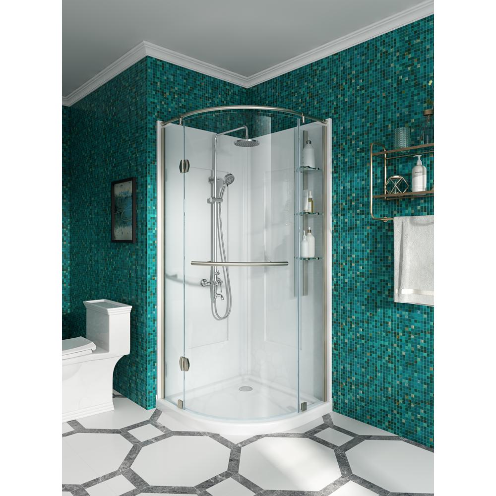 Dreamline French Corner 36 In W X 36 In D X 74 75 In H Framed Shower Enclosure And Shower Base Kit In Satin Black Dl 6789 09 The Home Depot