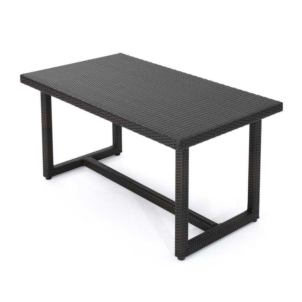 Le House Nolan Multibrown Rectangular Wicker Outdoor Dining Table Le House Nolan Multibrown Rectangular Wicker Outdoor Dining Table