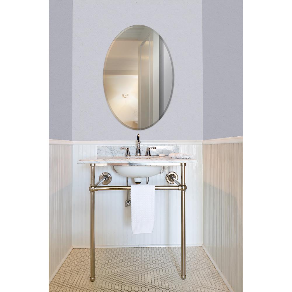 Glacier Bay 21 In W X 31 H, Beveled Oval Mirror Bathroom