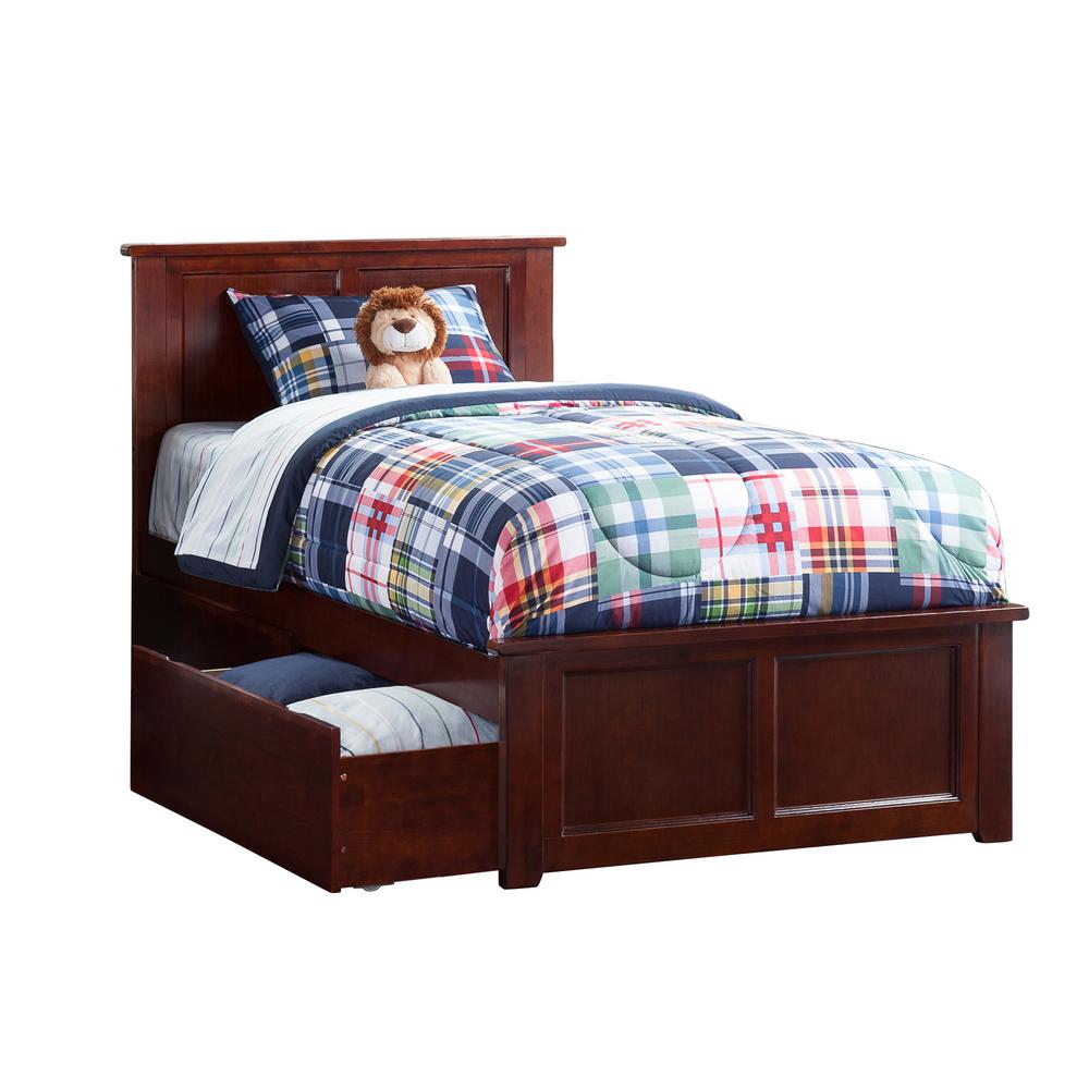 Beds Headboards Bedroom Furniture The Home Depot Madison Walnut Twin Xl Platform Bed With Matching Foot Board And 2 Urban Drawers